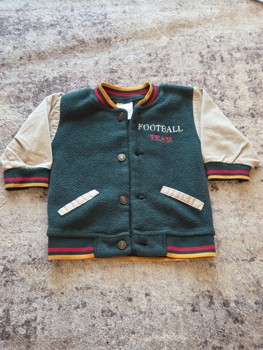 Vintage Football Lettermans Green Multi Color Button Up Jacket Size 12 Months